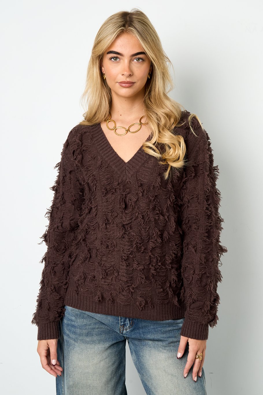 V-hals Fluffy Knit h5Afbeelding6